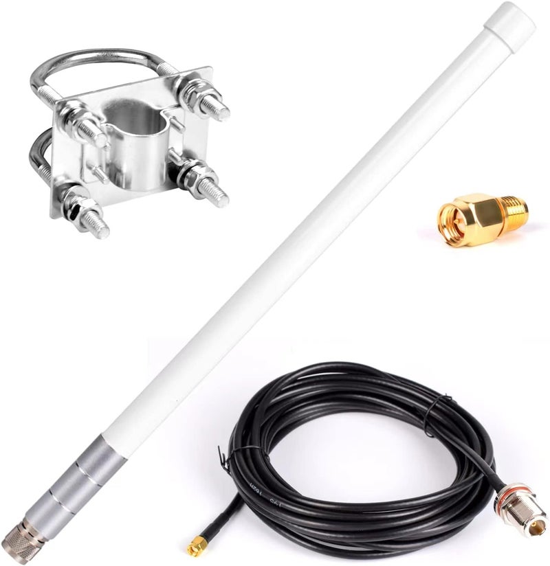 slinkdsco Waterproof 5.8dBi Lora 915MHz Fiberglass Antenna with 20Ft Low Loss KMR195 Cable for Helium Hotspot RAK Nebra Bobcat 300 SenseCAP M1 Hotspot HNT Miner Heltec V3 Meshtastic LORA32 915MHz LoRa Module - Image 1